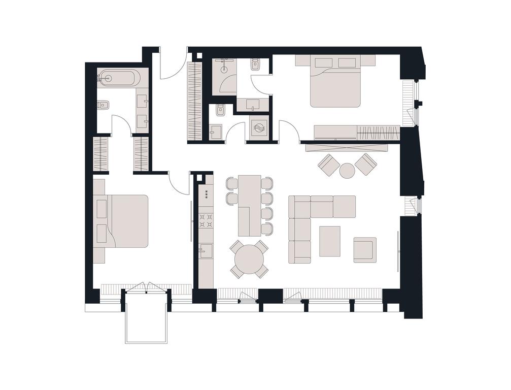 2-BD Apartment Sale, 117平方米 at Victory Park Residences, Bratyev Fonchenko Street, вл3, Moscow, Russia #2 2-BD Apartment Sale, 117平方米 at Victory Park Residences, Bratyev Fonchenko Street, вл3, Moscow, Russia #2