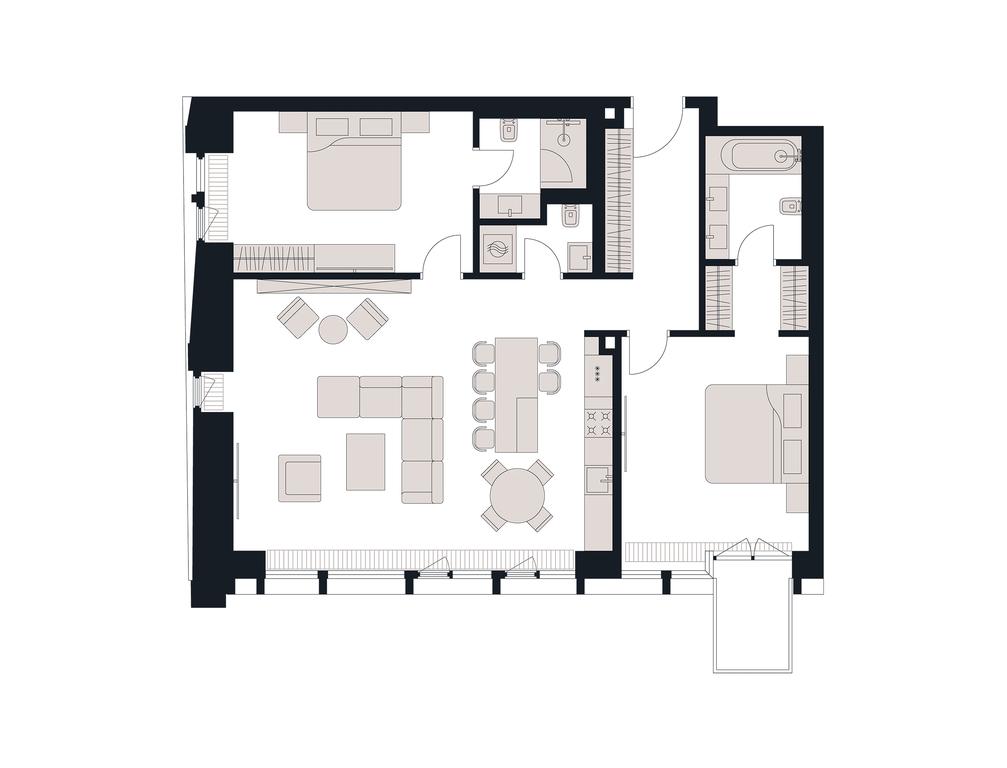 2-BD Apartment Sale, 117.4平方米 at Victory Park Residences, Bratyev Fonchenko Street, вл3, Moscow, Russia #2