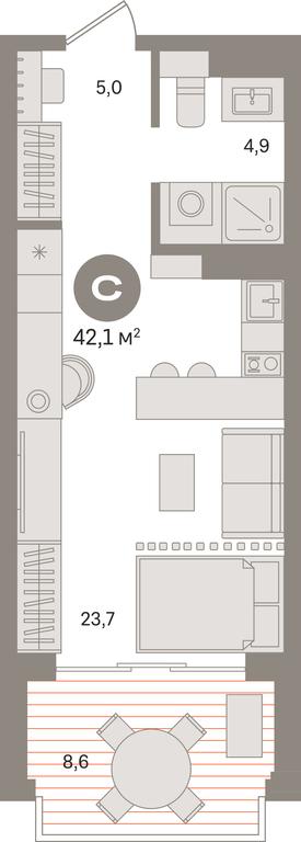Apartment Sale, 42.4平方米 at Kvartal «MONS», Ogorodny Drive, Moscow, Russia #1 Apartment Sale, 42.4平方米 at Kvartal «MONS», Ogorodny Drive, Moscow, Russia #1