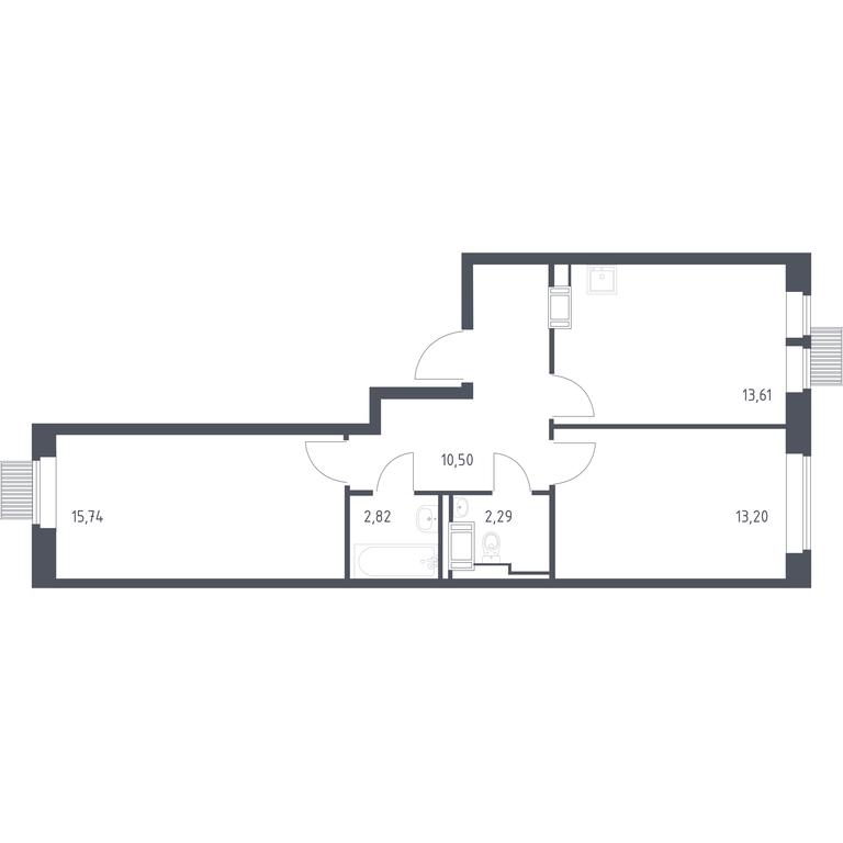 1-BD Apartment Sale, 58.16 sq. m. at Bolshoe Putilkovo, Prostornaya ulitsa, 1, Putilkovo Village, Krasnogorsk City District, Moscow Region, Russia #1