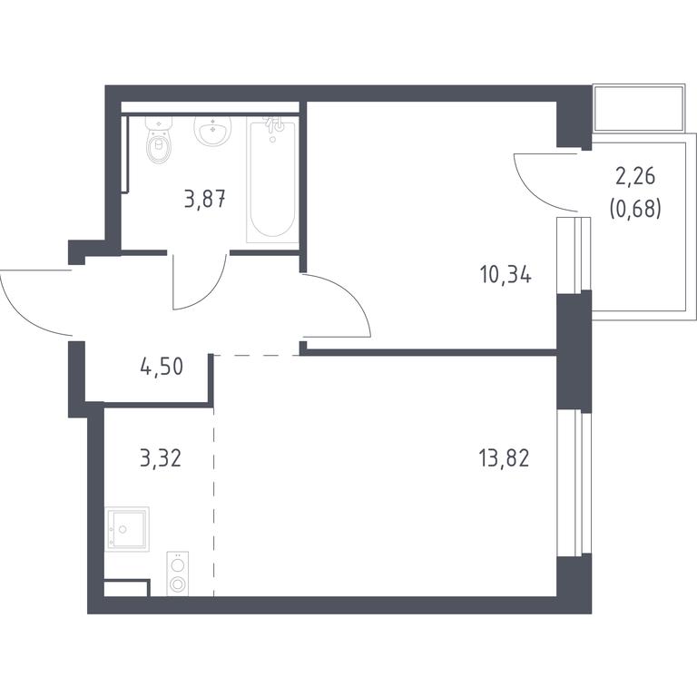 Apartment Sale, 36.53 sq. m. at Egorovo Park, 1-y kvartal, posyolok Zhilino-1, Lubertsy City District, Moscow Region, Russia #1