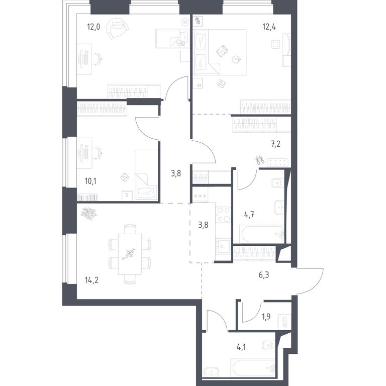 2-BD Apartment Sale, 80.78 sq. m. at Vereiskaya 41, Vereyskaya Street, 41, Moscow, Russia #2 2-BD Apartment Sale, 80.78 sq. m. at Vereiskaya 41, Vereyskaya Street, 41, Moscow, Russia #2