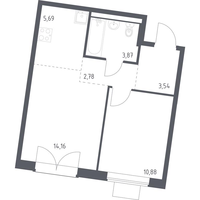 Apartment Sale, 40.92 sq. m. at Kvartal Zapadnyj, kvartal № 76, Marushkinskoye Settlement, Moscow, Russia #1 Apartment Sale, 40.92 sq. m. at Kvartal Zapadnyj, kvartal № 76, Marushkinskoye Settlement, Moscow, Russia #1