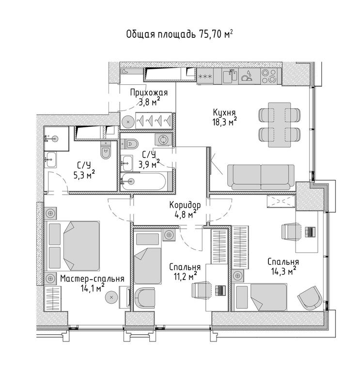 3-BD Apartment Sale, 75.8 sq. m. at City Bay, Volokolamskoye Highway, 95с3, Moscow, Russia #1 3-BD Apartment Sale, 75.8 sq. m. at City Bay, Volokolamskoye Highway, 95с3, Moscow, Russia #1