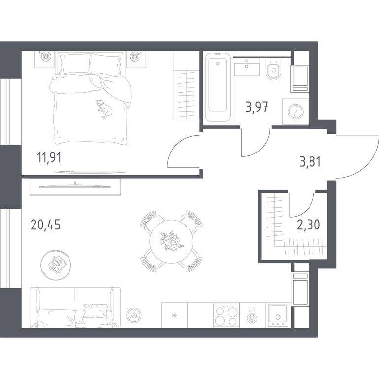 Apartment Sale, 42.44平方米 at MirrorZdanie, Oktyabrskaya Street, 98, Moscow, Russia #1 Apartment Sale, 42.44平方米 at MirrorZdanie, Oktyabrskaya Street, 98, Moscow, Russia #1
