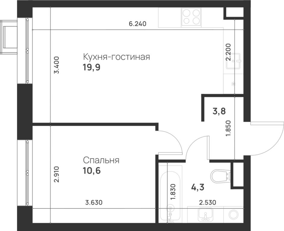 1-BD Apartment Sale, 38.6 sq. m. at Газопровод, Sosenskoye Settlement, Moscow, Russia #1 1-BD Apartment Sale, 38.6 sq. m. at Газопровод, Sosenskoye Settlement, Moscow, Russia #1