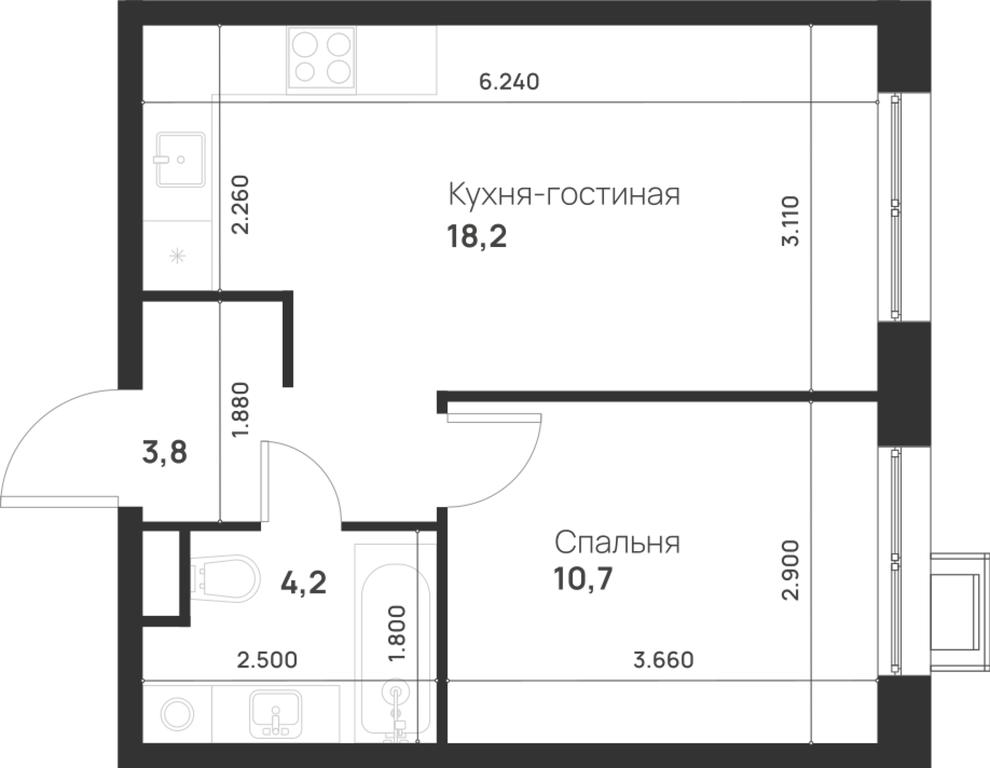 1-BD Apartment Sale, 36.9 sq. m. at Газопровод, Sosenskoye Settlement, Moscow, Russia #1