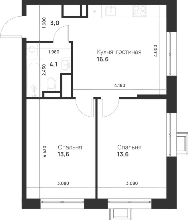 1-BD Apartment Sale, 50.9 sq. m. at Газопровод, Sosenskoye Settlement, Moscow, Russia #1 1-BD Apartment Sale, 50.9 sq. m. at Газопровод, Sosenskoye Settlement, Moscow, Russia #1
