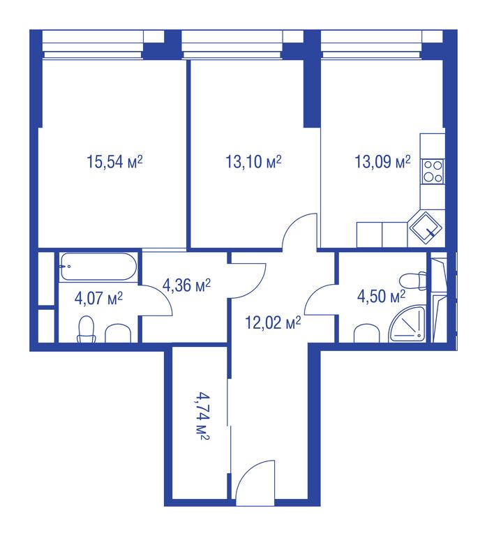 2-BD Apartment Sale, 89.7 sq. m. at iLove, улица Бочкова, 11А, Москва, Россия #2