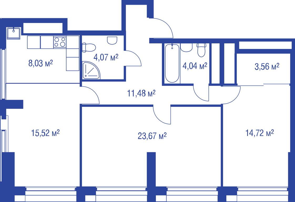 2-BD Apartment Sale, 89.7 sq. m. at iLove, улица Бочкова, 11А, Москва, Россия #1