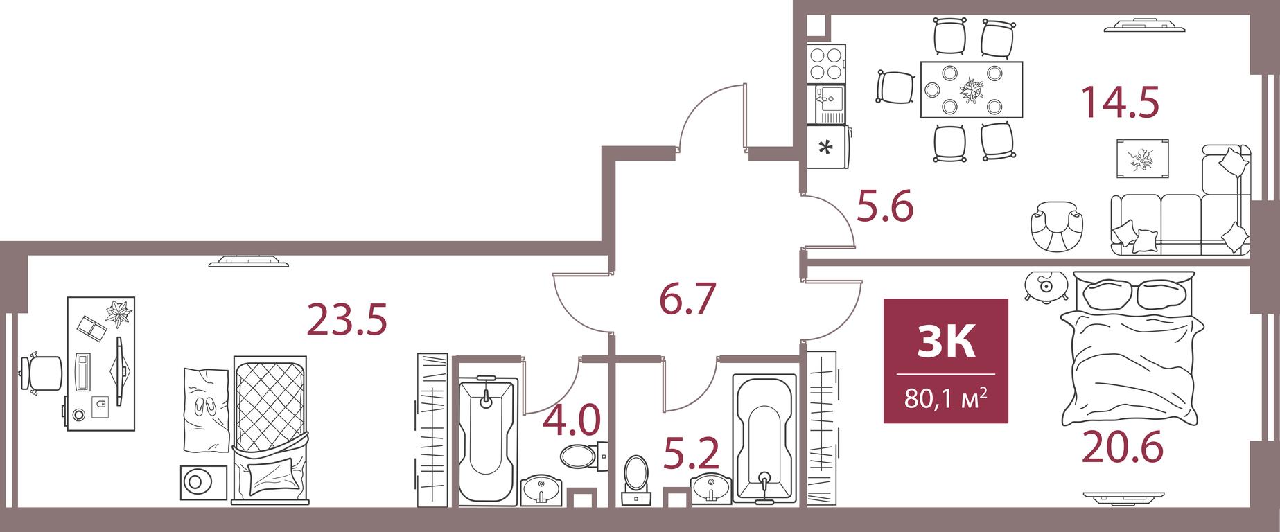 2-BD Apartment Sale, 80.1平方米 at Legacy, Michurinsky Avenue, 30А, Moscow, Russia #1 2-BD Apartment Sale, 80.1平方米 at Legacy, Michurinsky Avenue, 30А, Moscow, Russia #1