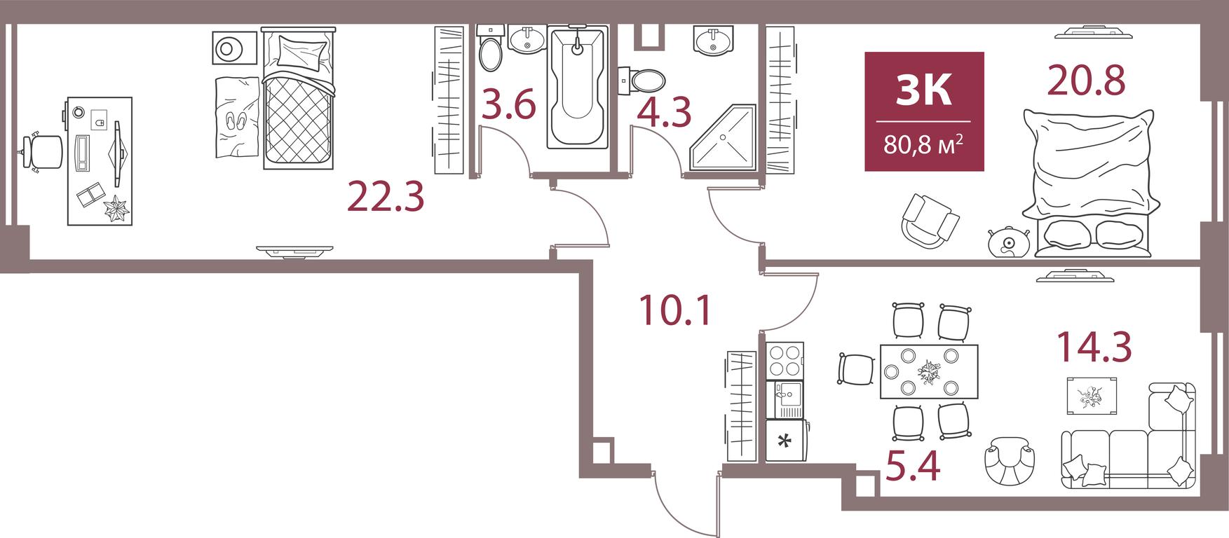 2-BD Apartment Sale, 80.8 sq. m. at Legacy, Michurinsky Avenue, 30А, Moscow, Russia #1 2-BD Apartment Sale, 80.8 sq. m. at Legacy, Michurinsky Avenue, 30А, Moscow, Russia #1