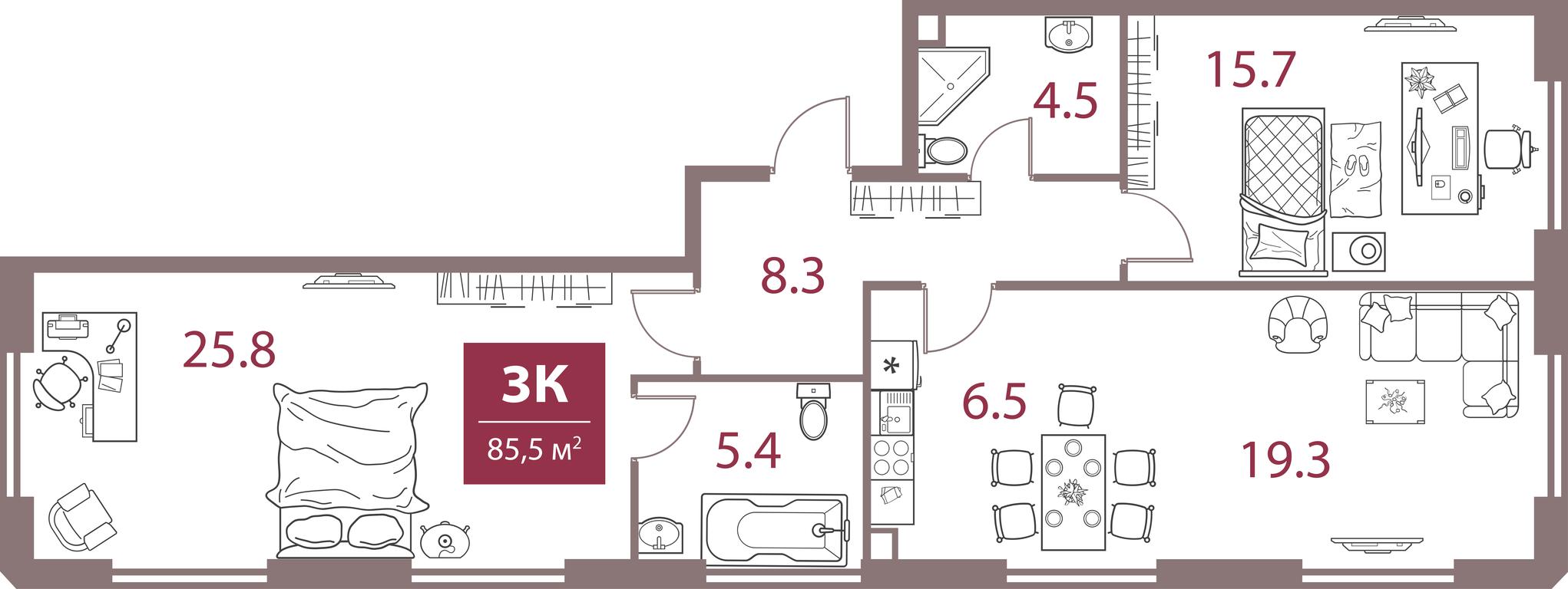 2-BD Apartment Sale, 85.5 sq. m. at Legacy, Michurinsky Avenue, 30А, Moscow, Russia #1
