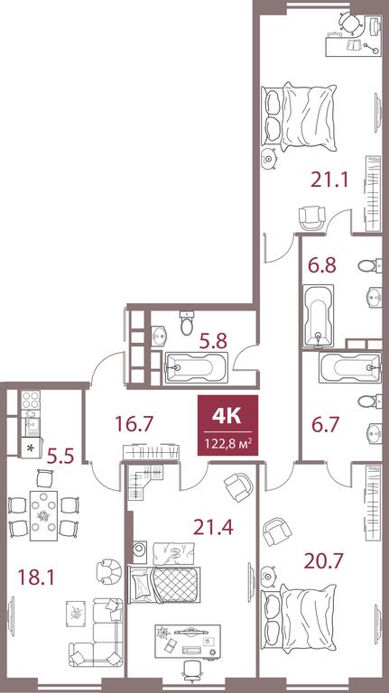 3-BD Apartment Sale, 122.8 sq. m. at Legacy, Michurinsky Avenue, 30А, Moscow, Russia #1 3-BD Apartment Sale, 122.8 sq. m. at Legacy, Michurinsky Avenue, 30А, Moscow, Russia #1
