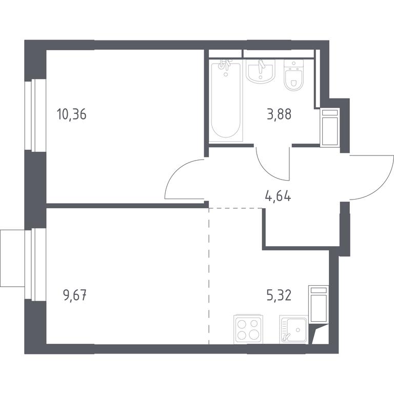 Apartment Sale, 33.87平方米 at Piatnitskie Luga, Pyatnitskoye Highway, 2, derevnya Yurlovo, Solnechnogorsk City District, Moscow Region, Russia #1