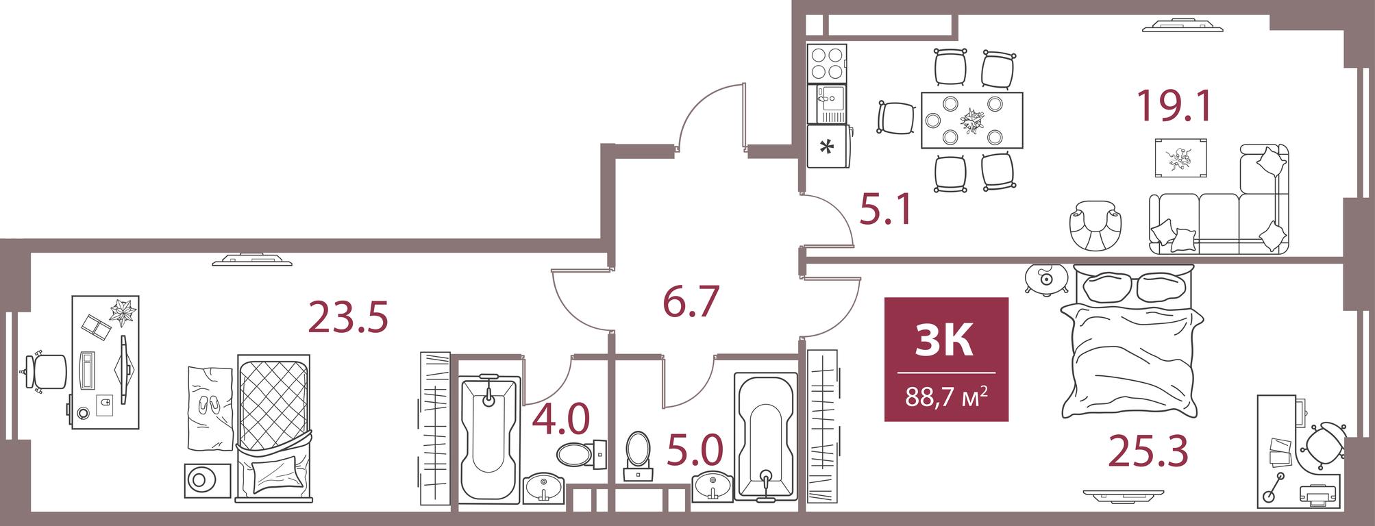 2-BD Apartment Sale, 88.7 sq. m. at Legacy, Michurinsky Avenue, 30А, Moscow, Russia #1