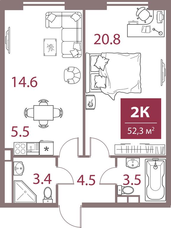 1-BD Apartment Sale, 52.3 sq. m. at Legacy, Michurinsky Avenue, 30А, Moscow, Russia #1
