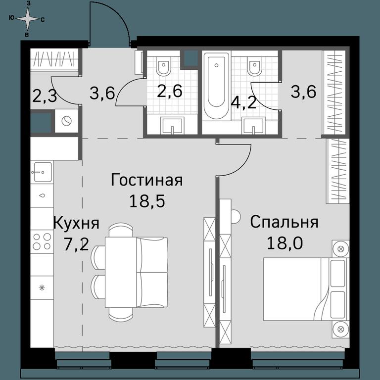 2-BD Apartment Sale, 60 sq. m. at Amber City, 3rd Khoroshyovsky Drive, 3А, Moscow, Russia #1