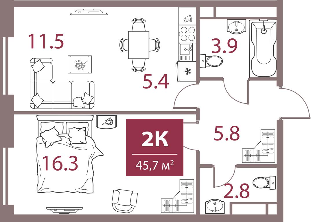 1-BD Apartment Sale, 45.7 sq. m. at Legacy, Michurinsky Avenue, 30А, Moscow, Russia #1