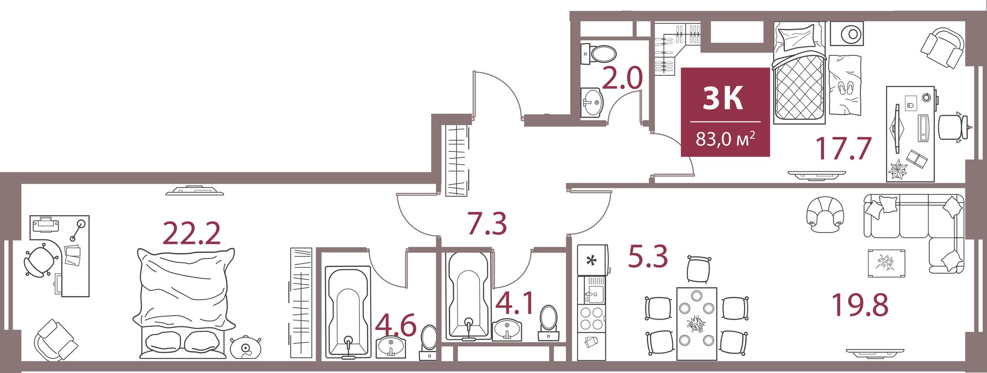 2-BD Apartment Sale, 83 sq. m. at Legacy, Michurinsky Avenue, 30А, Moscow, Russia #1 2-BD Apartment Sale, 83 sq. m. at Legacy, Michurinsky Avenue, 30А, Moscow, Russia #1