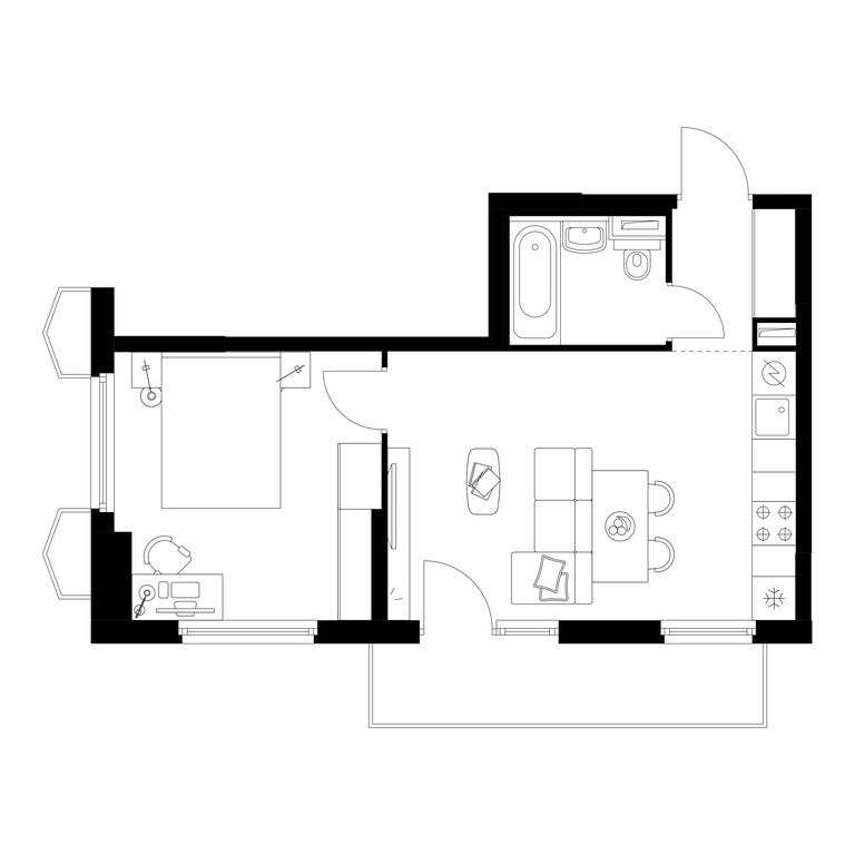 1-BD Apartment Sale, 41.6 sq. m. at Businovskiy Park, Izhorskaya Street, 6с5, Moscow, Russia #1