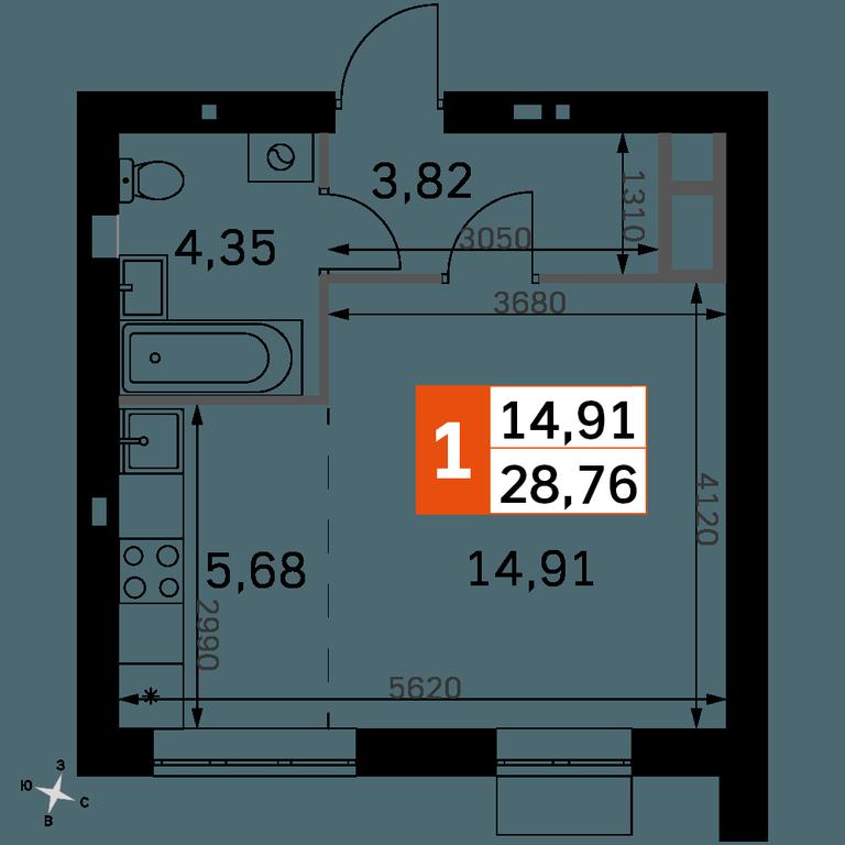 Apartment Sale, 28.76平方米 at Zhavoronki Club, zhiloy kompleks Akkord Smart-kvartal, Mitkino Village, Odintsovskiy City District, Moscow Region, Russia #2 Apartment Sale, 28.76平方米 at Zhavoronki Club, zhiloy kompleks Akkord Smart-kvartal, Mitkino Village, Odintsovskiy City District, Moscow Region, Russia #2