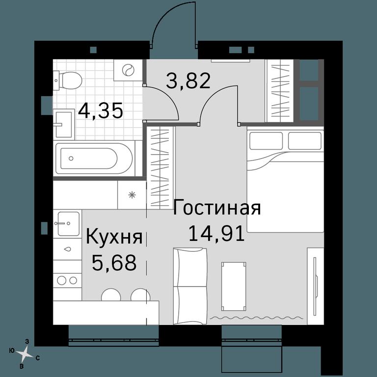 Apartment Sale, 28.76平方米 at Zhavoronki Club, zhiloy kompleks Akkord Smart-kvartal, Mitkino Village, Odintsovskiy City District, Moscow Region, Russia #1 Apartment Sale, 28.76平方米 at Zhavoronki Club, zhiloy kompleks Akkord Smart-kvartal, Mitkino Village, Odintsovskiy City District, Moscow Region, Russia #1