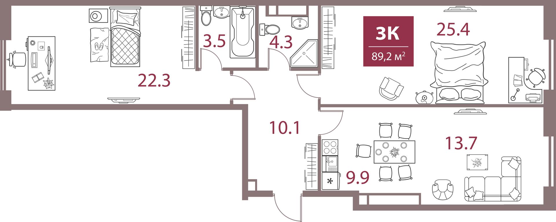 2-BD Apartment Sale, 89.2平方米 at Legacy, Michurinsky Avenue, 30А, Moscow, Russia #1