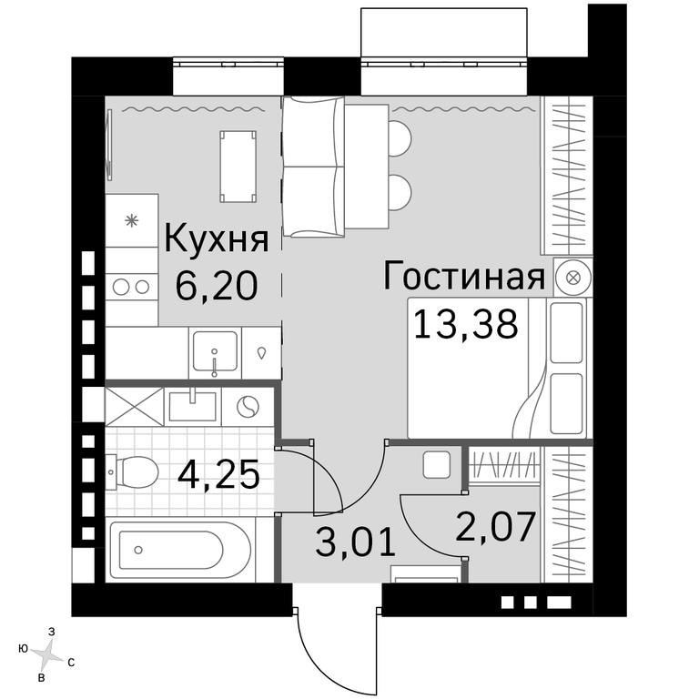 Apartment Sale, 28.91 sq. m. at Zhavoronki Club, zhiloy kompleks Akkord Smart-kvartal, Mitkino Village, Odintsovskiy City District, Moscow Region, Russia #1