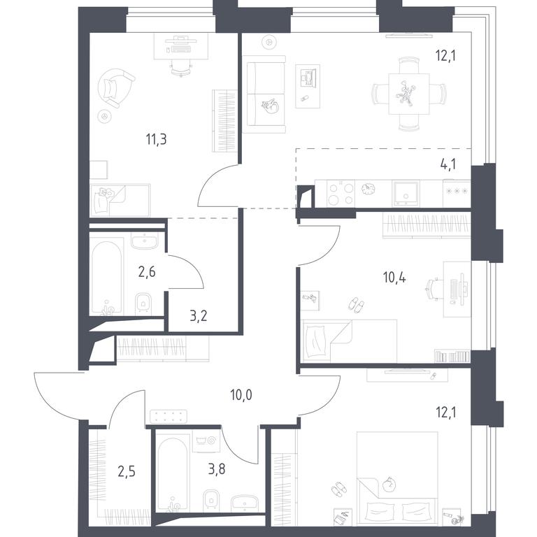 2-BD Apartment Sale, 72 sq. m. at Vereiskaya 41, Vereyskaya Street, 41, Moscow, Russia #1 2-BD Apartment Sale, 72 sq. m. at Vereiskaya 41, Vereyskaya Street, 41, Moscow, Russia #1