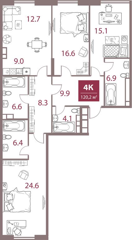 3-BD Apartment Sale, 120.2 sq. m. at Legacy, Michurinsky Avenue, 30А, Moscow, Russia #1