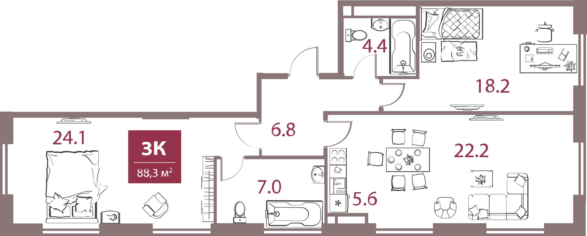 2-BD Apartment Sale, 88.3 sq. m. at Legacy, Michurinsky Avenue, 30А, Moscow, Russia #1 2-BD Apartment Sale, 88.3 sq. m. at Legacy, Michurinsky Avenue, 30А, Moscow, Russia #1