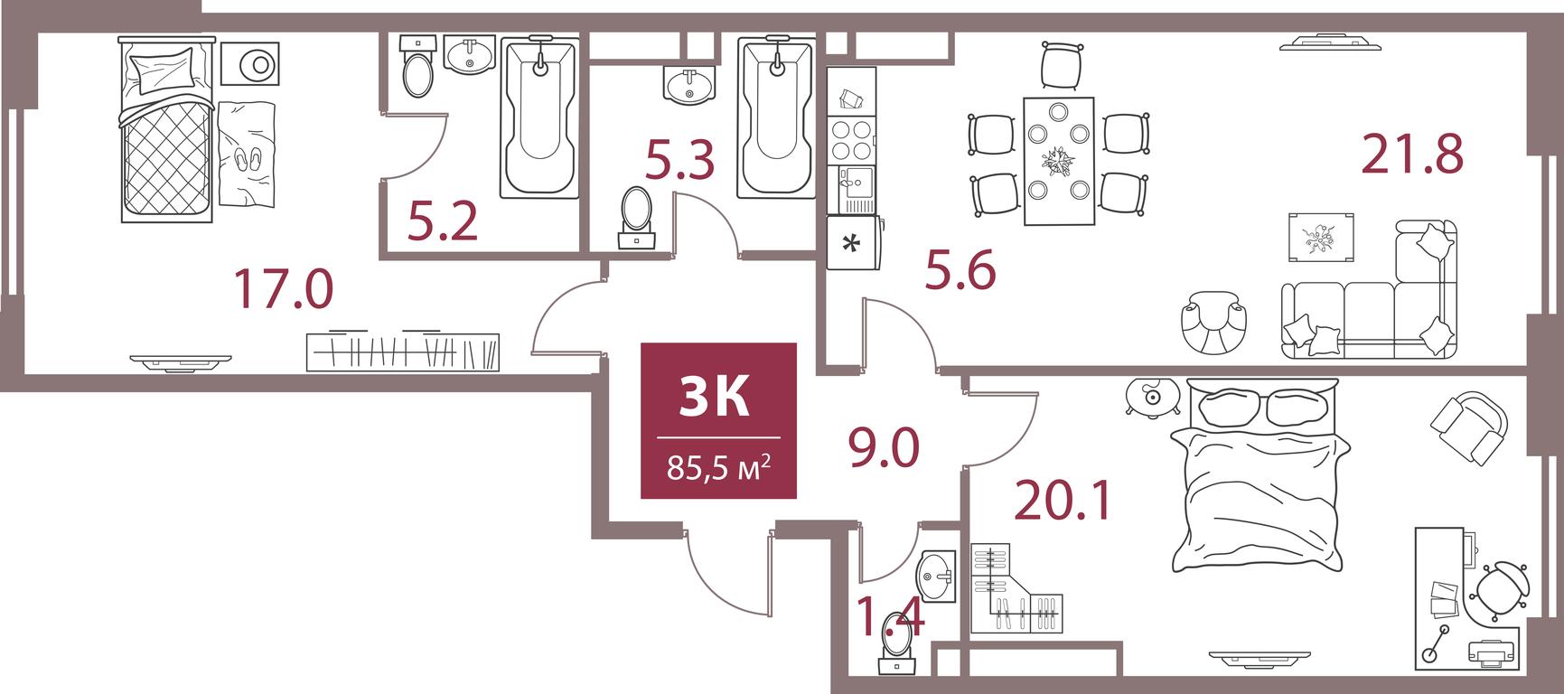 2-BD Apartment Sale, 85.5 sq. m. at Legacy, Michurinsky Avenue, 30А, Moscow, Russia #1 2-BD Apartment Sale, 85.5 sq. m. at Legacy, Michurinsky Avenue, 30А, Moscow, Russia #1
