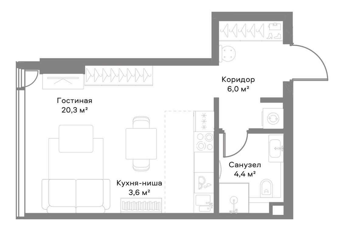 Apartment Sale, 34.4 sq. m. at Slava, Leningradskiy Avenue, 8с10, Moscow, Russia #1
