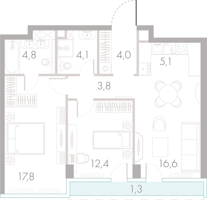 2-BD Apartment Sale, 69.6 sq. m. at River Park Towers, Kutuzovsky Drive, 16с1, Moscow, Russia #1 2-BD Apartment Sale, 69.6 sq. m. at River Park Towers, Kutuzovsky Drive, 16с1, Moscow, Russia #1
