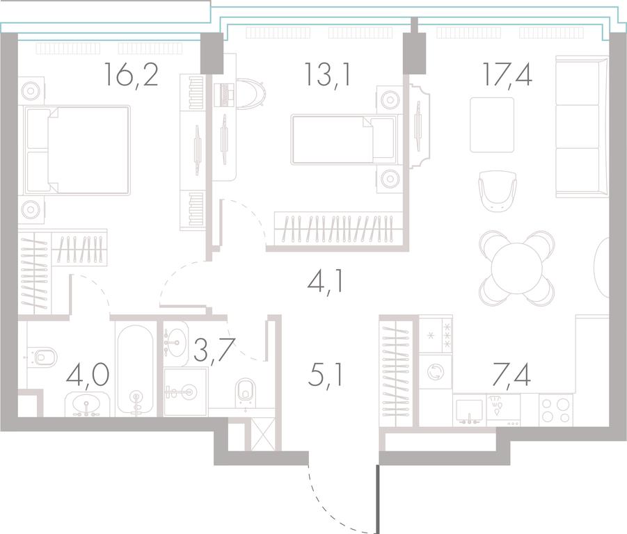2-BD Apartment Sale, 70.1平方米 at River Park Towers, Kutuzovsky Drive, 16с1, Moscow, Russia #1