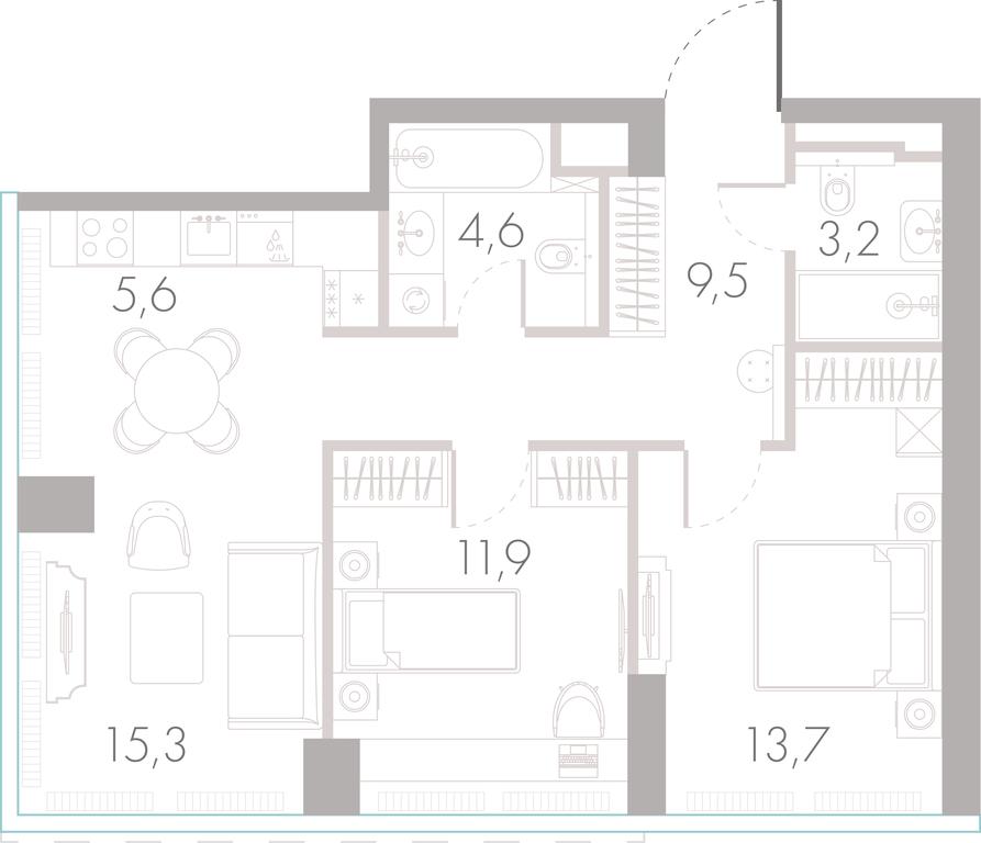2-BD Apartment Sale, 63.4 sq. m. at River Park Towers, Kutuzovsky Drive, 16с1, Moscow, Russia #1 2-BD Apartment Sale, 63.4 sq. m. at River Park Towers, Kutuzovsky Drive, 16с1, Moscow, Russia #1