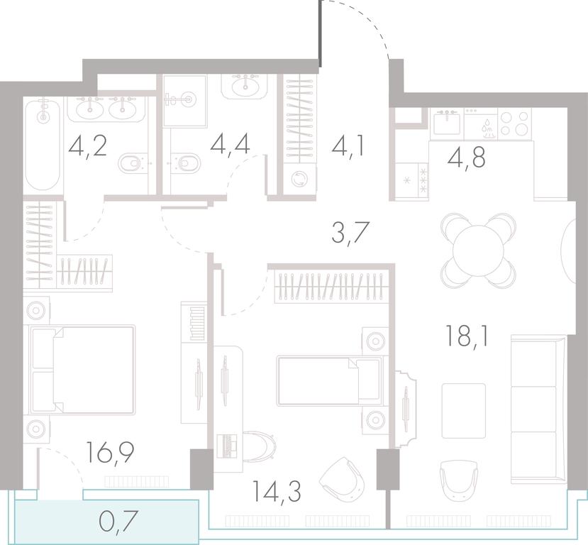 2-BD Apartment Sale, 70.2 sq. m. at River Park Towers, Kutuzovsky Drive, 16с1, Moscow, Russia #1 2-BD Apartment Sale, 70.2 sq. m. at River Park Towers, Kutuzovsky Drive, 16с1, Moscow, Russia #1