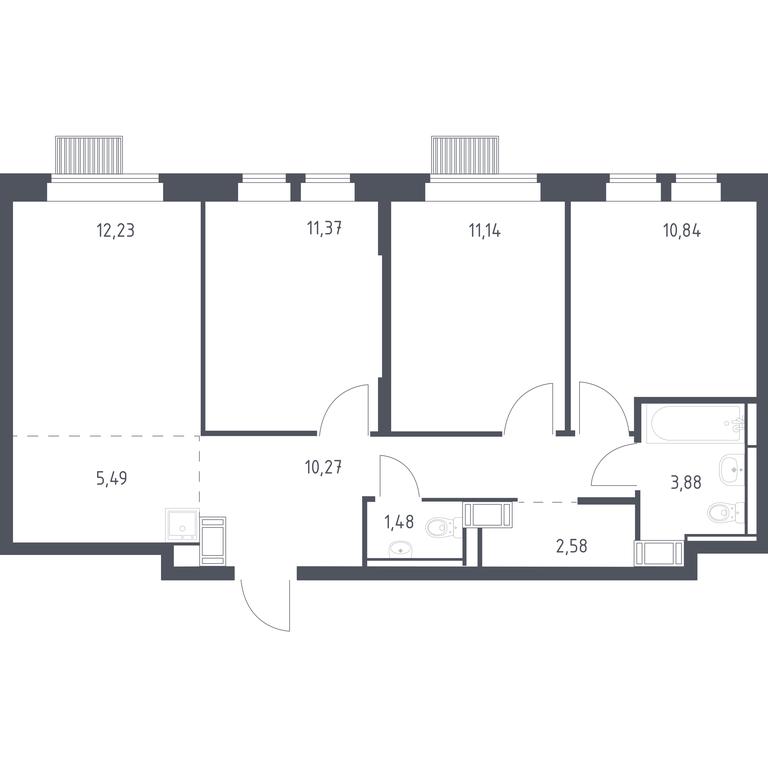 2-BD Apartment Sale, 69.28 sq. m. at Bolshoe Putilkovo, Prostornaya ulitsa, 1, Putilkovo Village, Krasnogorsk City District, Moscow Region, Russia #1