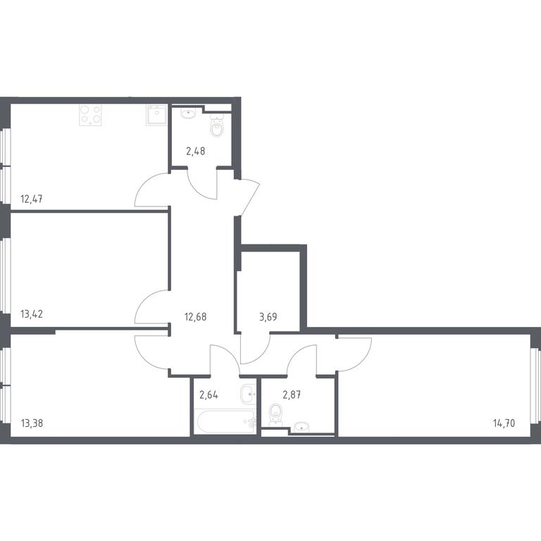2-BD Apartment Sale, 78.33 sq. m. at Ostafevo, Ostafyevskoe Highway, 12к1, Ryazanovskoe Settlement, Moscow, Russia #1 2-BD Apartment Sale, 78.33 sq. m. at Ostafevo, Ostafyevskoe Highway, 12к1, Ryazanovskoe Settlement, Moscow, Russia #1