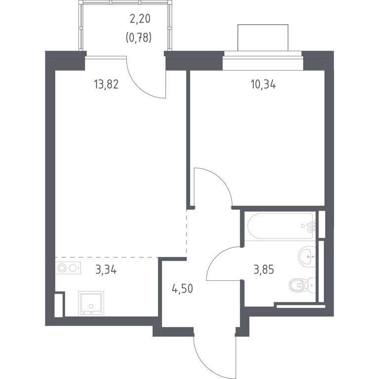Apartment Sale, 36.63 sq. m. at Bogdanovskiy Les, derevnya Bogdanikha, Leninskiy City District, Moscow Region, Russia #1