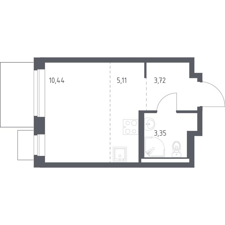 Apartment Sale, 22.62平方米 at Kvartal Zapadnyj, kvartal № 76, Marushkinskoye Settlement, Moscow, Russia #1