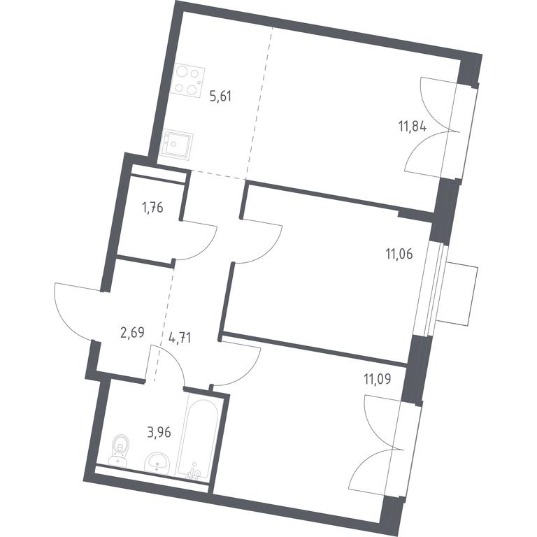 1-BD Apartment Sale, 52.72平方米 at Kvartal Zapadnyj, kvartal № 76, Marushkinskoye Settlement, Moscow, Russia #1 1-BD Apartment Sale, 52.72平方米 at Kvartal Zapadnyj, kvartal № 76, Marushkinskoye Settlement, Moscow, Russia #1