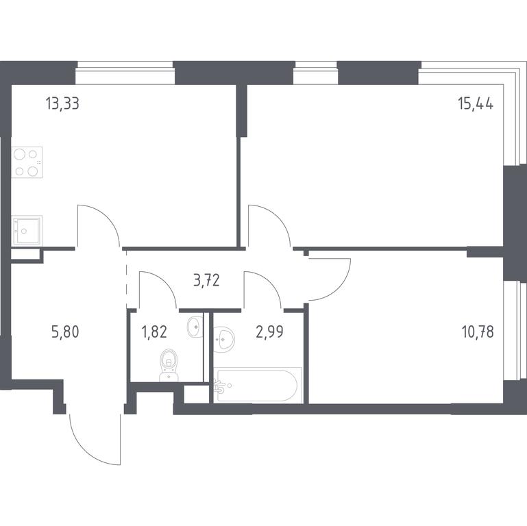 1-BD Apartment Sale, 53.88平方米 at Kvartal Marino, kvartal № 175, 1с1, Filimonkovskoye Municipal Formation, Moscow, Russia #1 1-BD Apartment Sale, 53.88平方米 at Kvartal Marino, kvartal № 175, 1с1, Filimonkovskoye Municipal Formation, Moscow, Russia #1