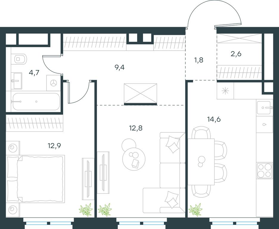 1-BD Apartment Sale, 58.8 sq. m. at Level Nizhegorodskaja, Perovskoye Highway, 21с1, Moscow, Russia #1 1-BD Apartment Sale, 58.8 sq. m. at Level Nizhegorodskaja, Perovskoye Highway, 21с1, Moscow, Russia #1