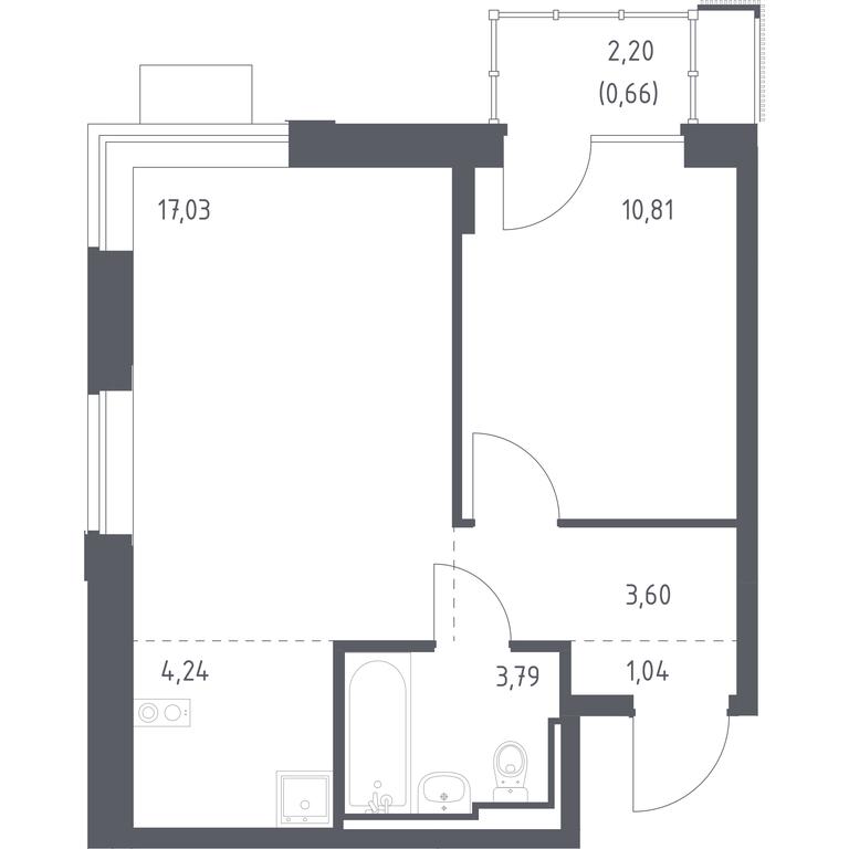 Apartment Sale, 41.17 sq. m. at Pribrezhnyi Park, Pribrezhniy Park Residential Complex, Village of Yam, Domodedovo City District, Moscow Region, Russia #1