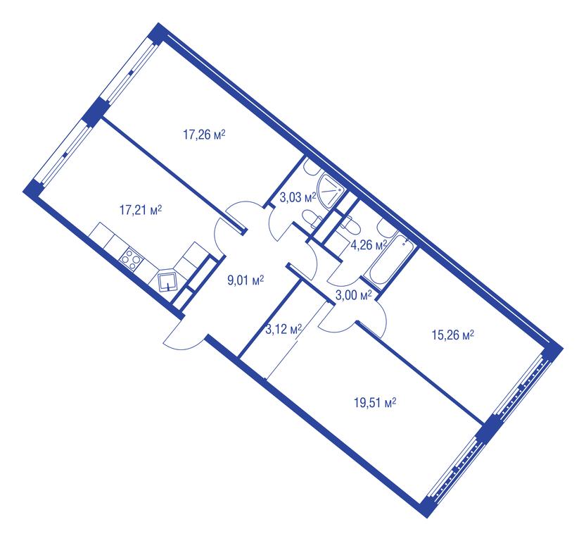 2-BD Apartment Sale, 97.5 sq. m. at iLove, улица Бочкова, 11А, Москва, Россия #1 2-BD Apartment Sale, 97.5 sq. m. at iLove, улица Бочкова, 11А, Москва, Россия #1