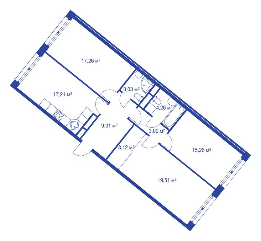 2-BD Apartment Sale, 97.2 sq. m. at iLove, улица Бочкова, 11А, Москва, Россия #1