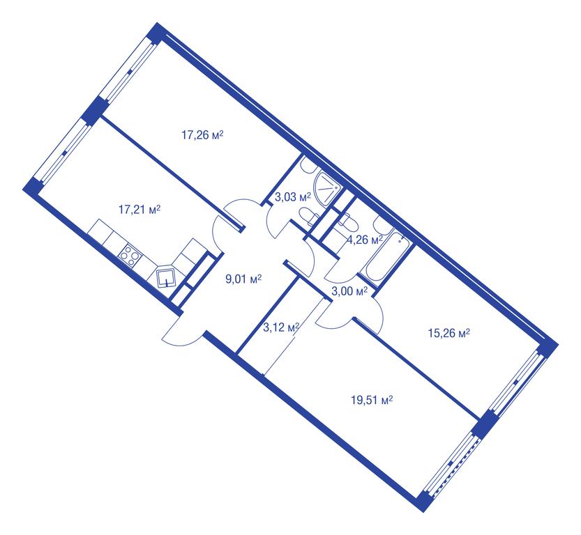 2-BD Apartment Sale, 97.1平方米 at iLove, улица Бочкова, 11А, Москва, Россия #1 2-BD Apartment Sale, 97.1平方米 at iLove, улица Бочкова, 11А, Москва, Россия #1
