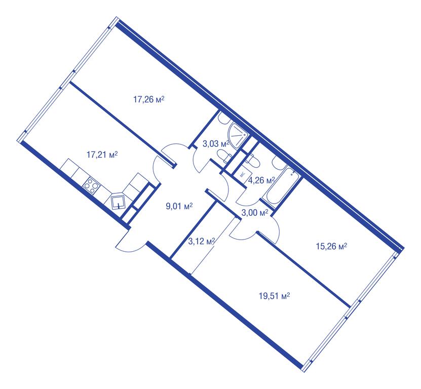 2-BD Apartment Sale, 98.6 sq. m. at iLove, улица Бочкова, 11А, Москва, Россия #1 2-BD Apartment Sale, 98.6 sq. m. at iLove, улица Бочкова, 11А, Москва, Россия #1